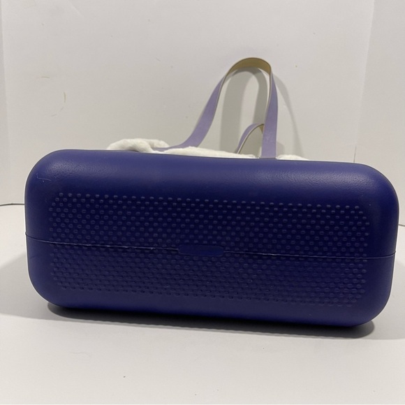 O Bag Purple Rubber Tote with Ivory Faux Fur Trim - Picture 6 of 12